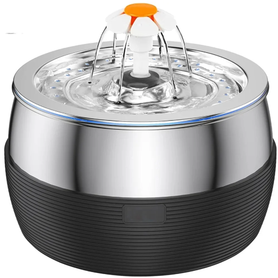 Picture of HydroFlow 3L Stainless Steel Automatic Pet Water Fountain Black