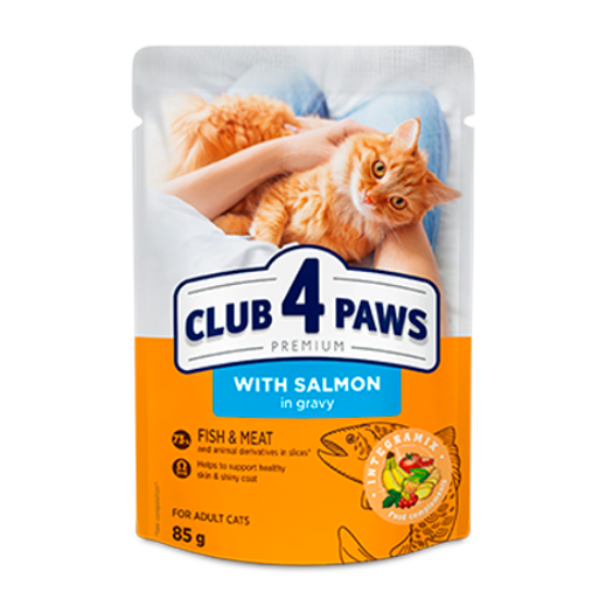 Picture of Club 4 Paws Premium Adult Wet Cat Food - With Salmon in Gravy 85g Pouch (20+4-Pack)