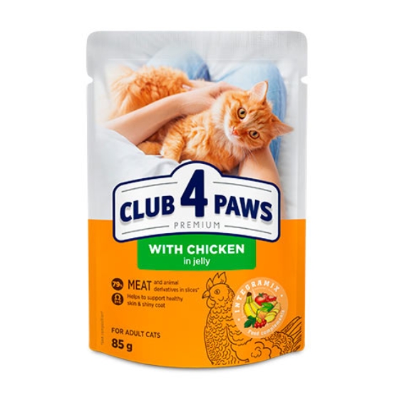 Picture of Club 4 Paws  Wet Cat Food with Chicken in Jelly for Adult Cats  85g (20+4-Pack)