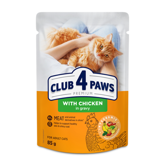 Picture of Club 4 Paws Premium Adult Cat Wet Food with Chicken in Gravy  85g Pouch  (20+4-Pack)
