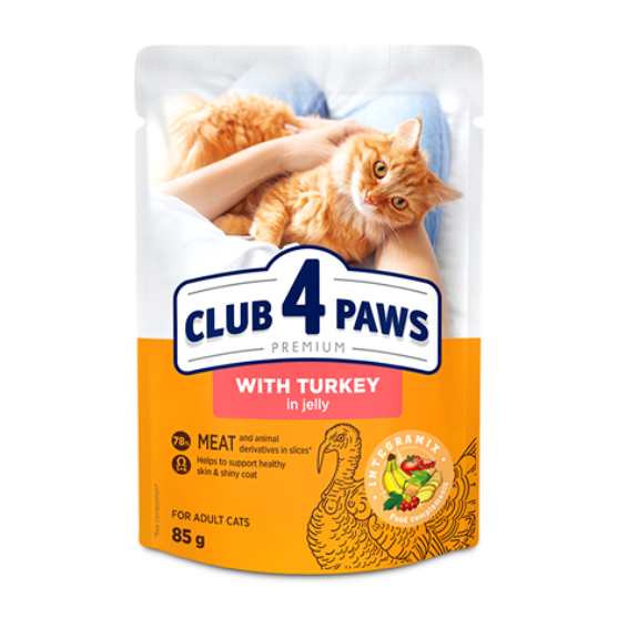 Picture of Club 4 Paws  Wet Food With Turkey in Jelly 85g Pouch (20+4-Pack)