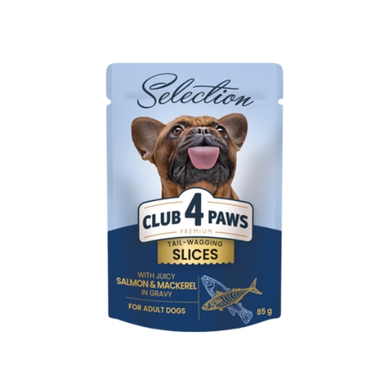 Picture of Club 4 Paws  Slices with Salmon and Mackerel in Gravy for Adult  Small Breeds 85g (12-Pack)