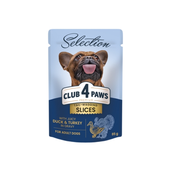 Picture of Club 4 Paws   Slices with Juicy Duck & Turkey in Gravy  85g  (12-Pack)