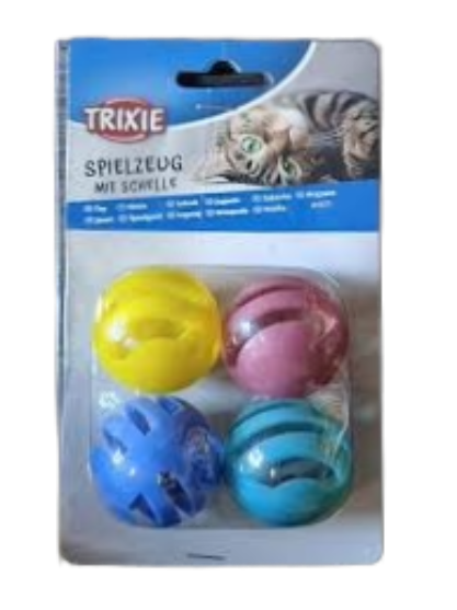 Picture of Trixie Four Plastic Rattling Balls for Cat (4 cm)
