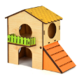 Picture of Multi-Level Wooden Hamster Hideout House with Climbing Ramp & Balcony