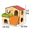 Picture of Multi-Level Wooden Hamster House Hideout with Ramp & Balcony (Medium)