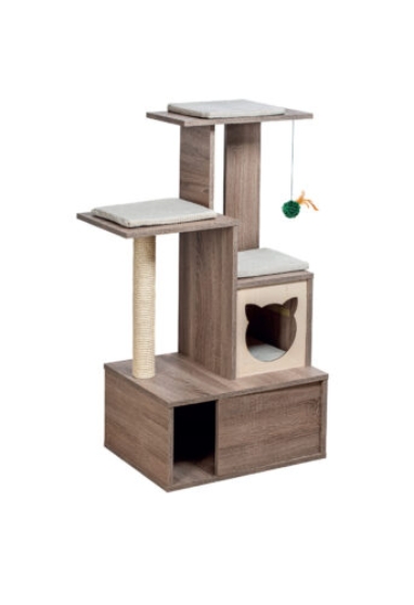 Picture of Comfy Wooden Cat Scratching Tree 116cm