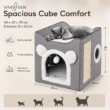 Picture of Multifunctional Foldable Cat Cube House Bed with Scratch Board & Plush Toy