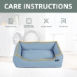 Picture of Classic Square Washable Dog Bed – Light Blue & Yellow Trim (60cm)