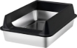 Picture of Open Stainless Steel Cat Litter Box with Splash Guard & Anti-Tracking Entry Step