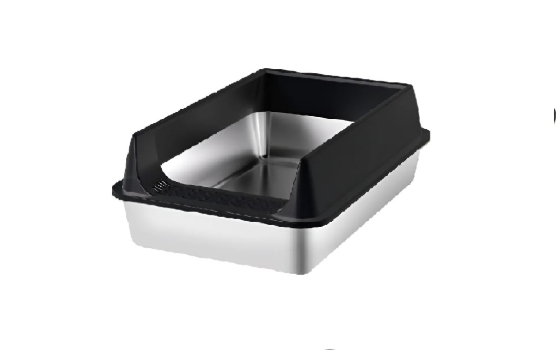 Picture of Open Stainless Steel Cat Litter Box with High Scatter Shield (50 cm)