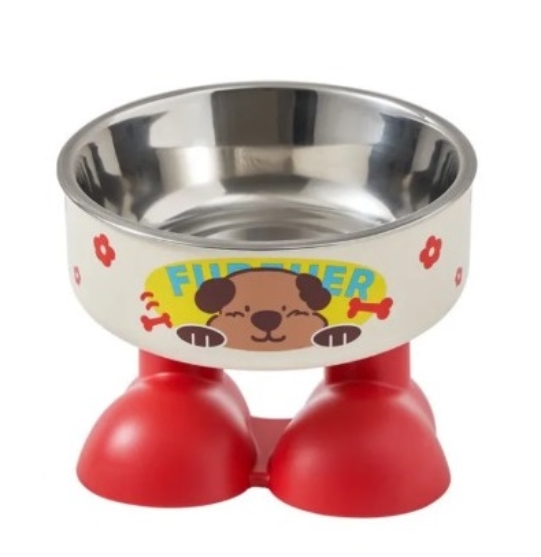Picture of Pawsome Boots Elevated Anti-Slip Stainless Steel   Bowl   (Red Boot Base)