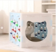 Picture of Dual-Layer Cartoon Cat Playhouse & Scratcher Box with Interactive Hanging Balls