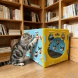 Picture of Dual-Layer Cartoon Cat Playhouse & Scratcher Box with Interactive Hanging Balls