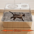 Picture of Enclosed Stainless Steel Cat Litter Box with Sifting Pedal Mat & Scoop