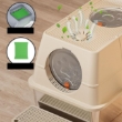 Picture of Enclosed Stainless Steel Cat Litter Box with Sifting Pedal Mat & Scoop