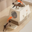 Picture of Enclosed Stainless Steel Cat Litter Box with Sifting Pedal Mat & Scoop