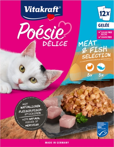 Picture of Vitakraft Poésie® DÉLICE Multipack in Gelée Meat & Fish Selection 85g (12/pack)