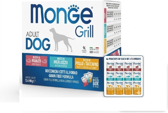 Picture of Monge Grill Multi-Box (Beef, Codfish, Chicken & Turkey)    100g (12/Pack)