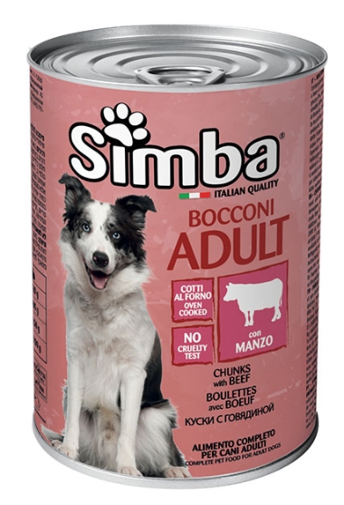 Picture of Monge Simba Bocconi Adult Wet Dog Food Chunks with Beef - 1230g (12/Pack)