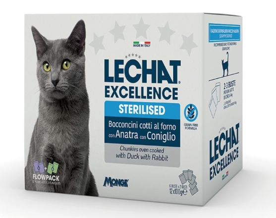 Picture of LeChat Excellence Multipack Pouches Sterilised – Duck and Rabbit 100 g (6/Pack)