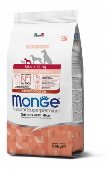 Picture of Monge Natural Superpremium Mini Puppy and Junior Monoprotein Salmon with Rice 2.5 kg
