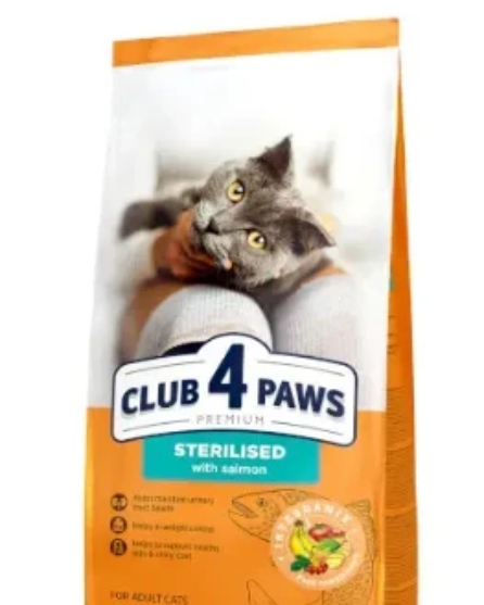 Picture of Club4Paws Premium Sterilized Adult Dry Cat Food with Salmon 2k