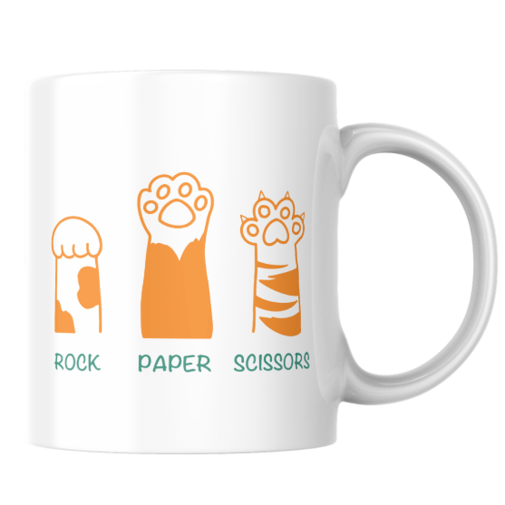 Picture of Tabanni  Funny Cat Paws Rock Paper Scissors Ceramic Coffee Mug