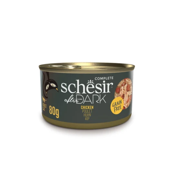 Picture of Schesir After Dark Complete Wet Cat Food - Chicken Recipe in Broth 80g  (3/Pack)