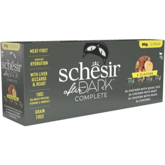 Picture of Schesir After Dark Complete Grain-Free Wet Cat Food Variety 80g  (12/Pack)