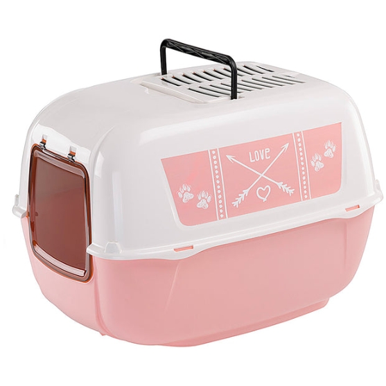 Picture of Ferplast Prima Decor Covered Cat Litter Box (Pink & White)