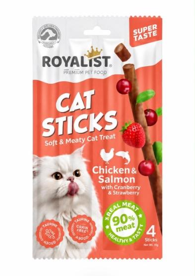 Picture of Royalist  Cat Sticks – Chicken & Salmon with Cranberry & Strawberry  4 Sticks