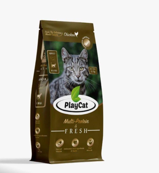 Picture of PlayCat Multi-Protein & Fresh Adult Dry Cat Food - Chicken Flavor  15kg