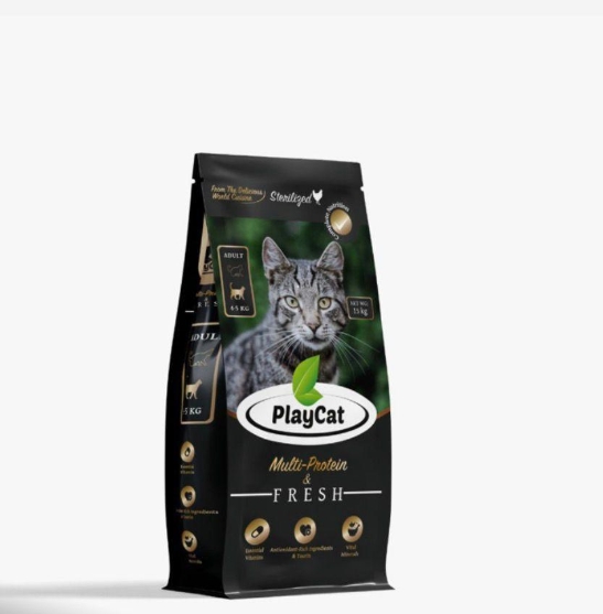 Picture of PlayCat Multi-Protein & Fresh Adult Sterilised Dry Cat Food   15 kg