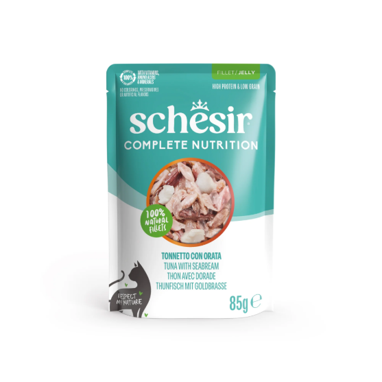 Picture of SCHESIR CAT POUCH TUNA WITH SEABREAM 85G