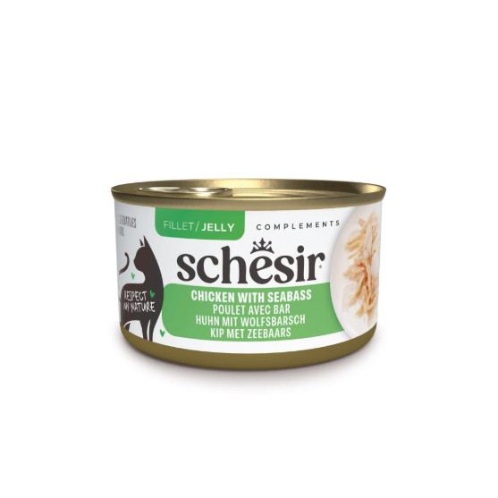 Picture of Schesir Complements Wet Cat Chicken with seabass in Jelly Can 70g